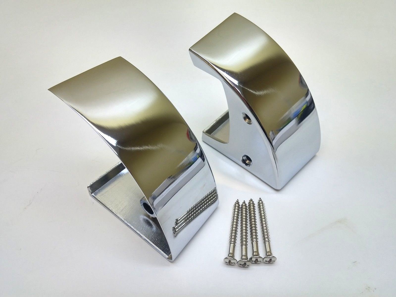 1961 61 Chevy Impala Door Panel Arm Rest Chrome Base Ends Caps Pair