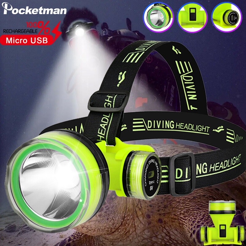 50000LM Diving Flashlight LED Waterproof Strong Head Light Underwater Headlamp