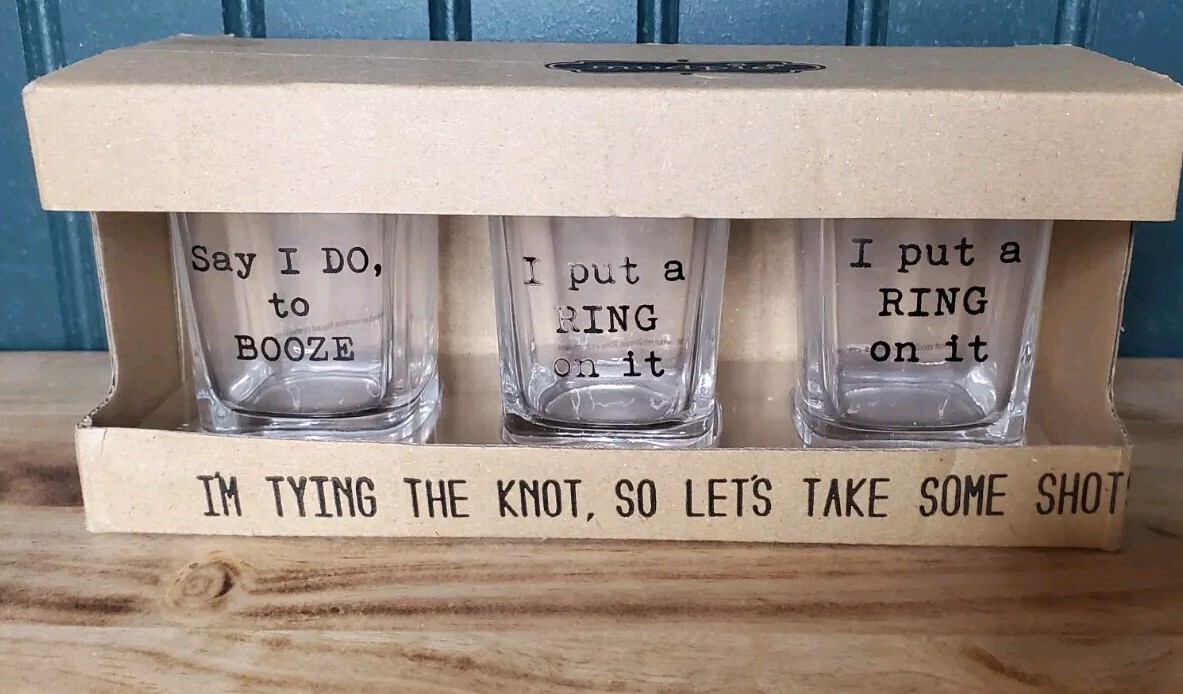 Mudpie Brand Bachelorette Party Shot Glasses Set Of Three Brand New - In Box
