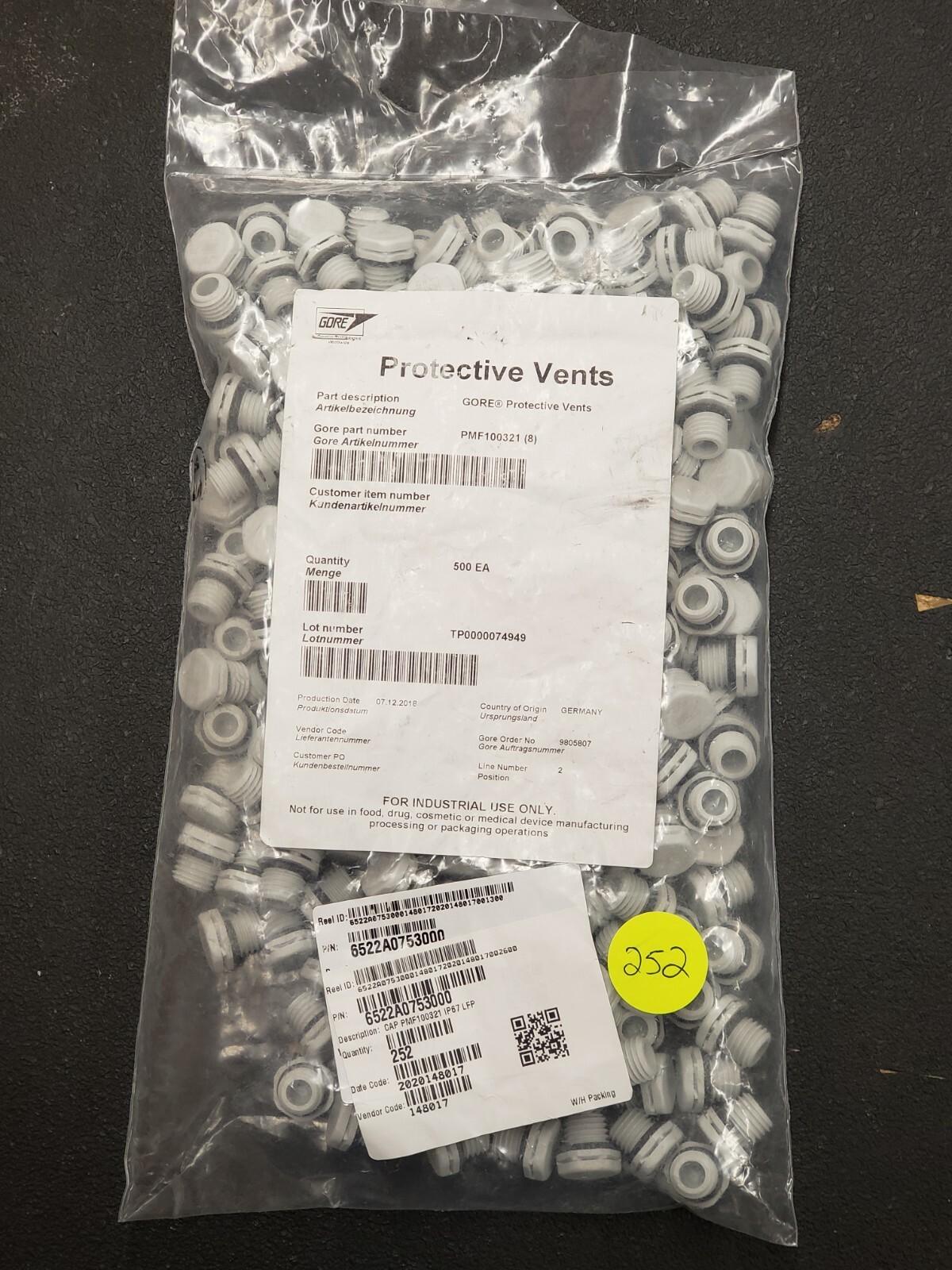 NEW, GORE, PMF100321, Protective Vent, 3 PIECES