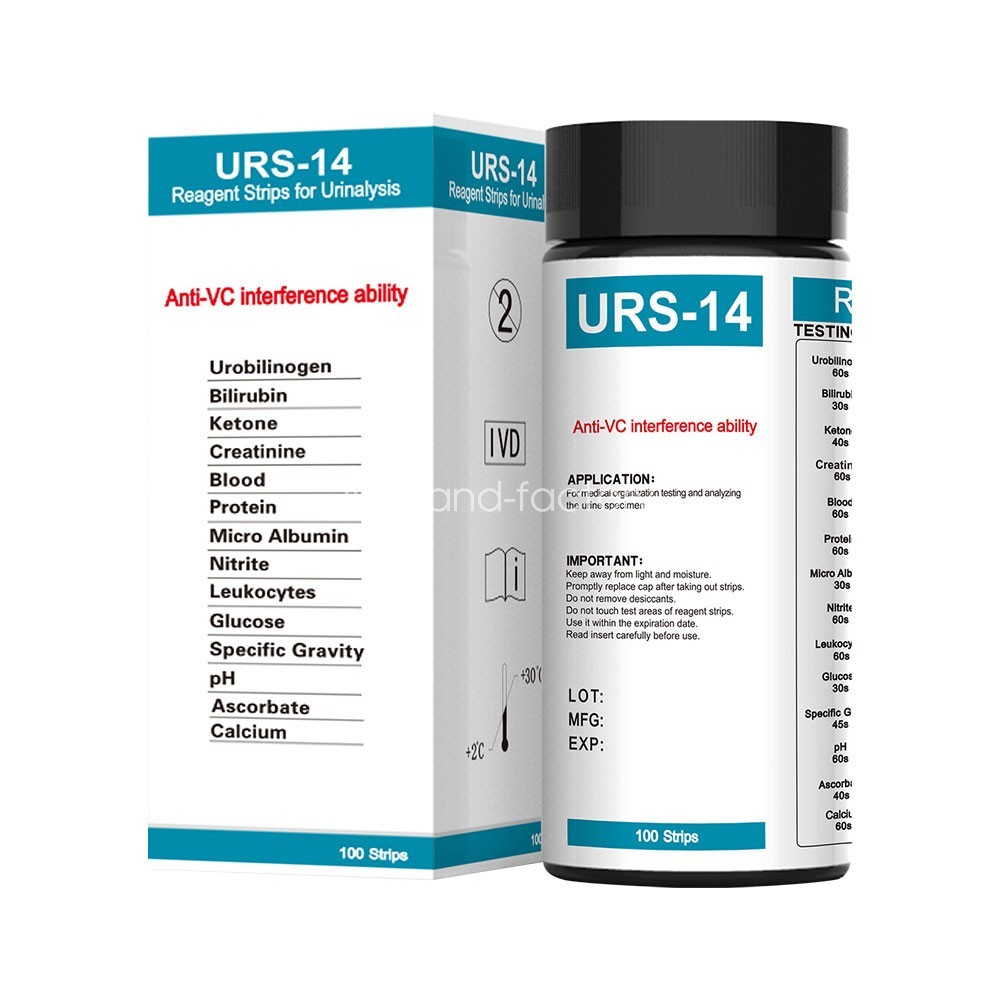 100pcs 14-in-1 Urinalysis PH Test Strips 14 Parameter Urine Analysis Test Strip