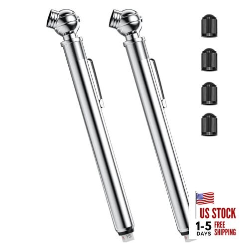 Pencil Tire Pressure Gauge 2 Pack, 10-75PSI Air Pressure Gauge with Tire Caps,