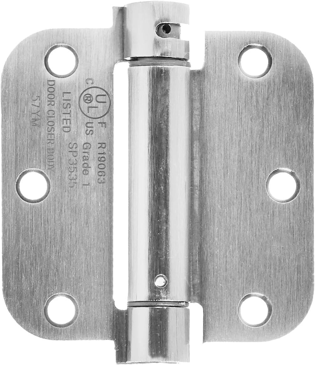 Self-Closing Door Hinge 3.5 Inch x 3.5 Inch 1 Piece Satin Nickel