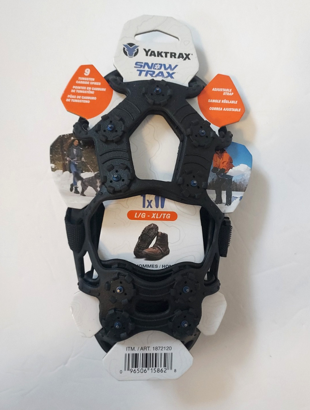 Yaktrax Snow Trax w/Carbide Spikes & Adjustable Strap L-XL Men 8-12 Women 9.5+ U