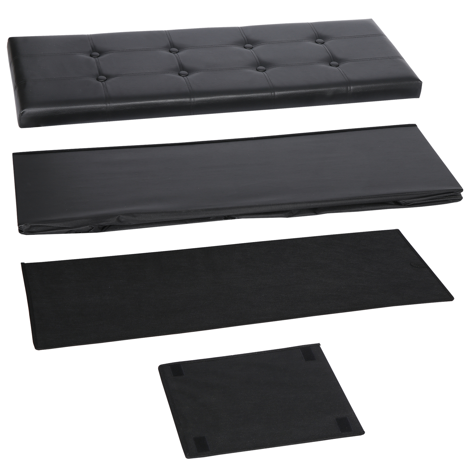 43'' Storage Ottoman Bench PVC Leather Foldable Footrest Stool w/ Divider Black