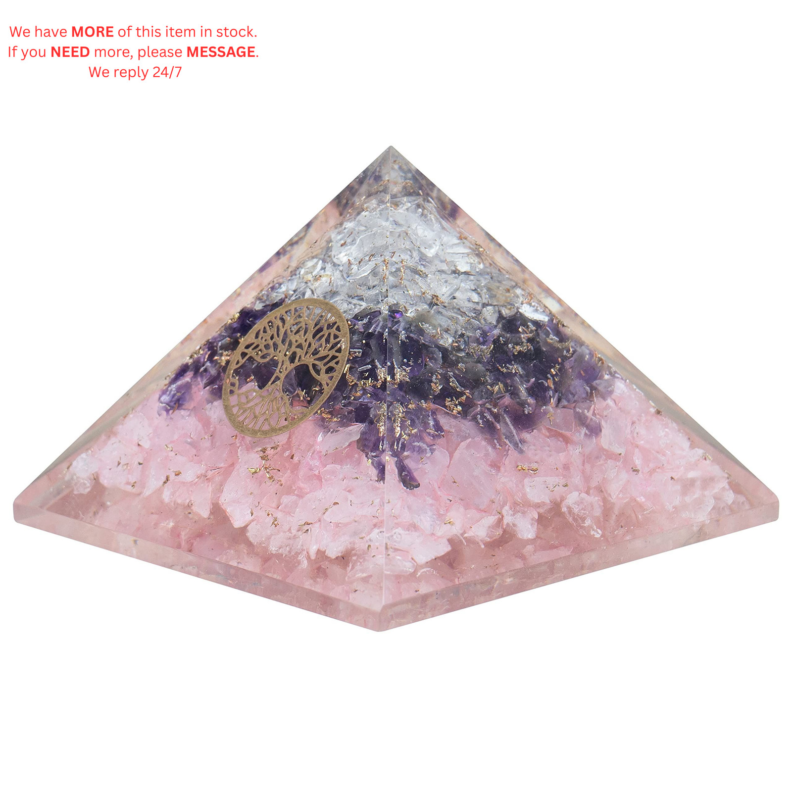 Crystal Amethyst Rose Quartz Orgone Pyramid - Multi Color
