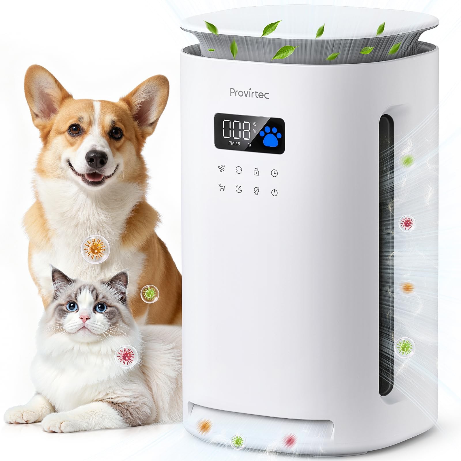 Pro-Level Air Purifier for Home Pets, No More Odor, Pet Floating Fur/Dander W...
