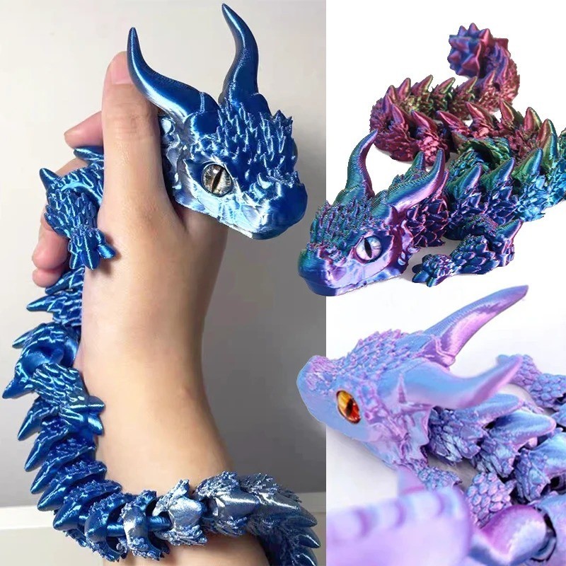 3D Printed Articulated Magic Dragon Fidget Toy | Movable Flexible Desk Ornament