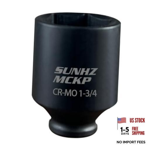 SUNHZMCKP 1/2 Inch Drive Impact Socket, SAE 1-3/4 In Deep 1-3/4 inch Sae