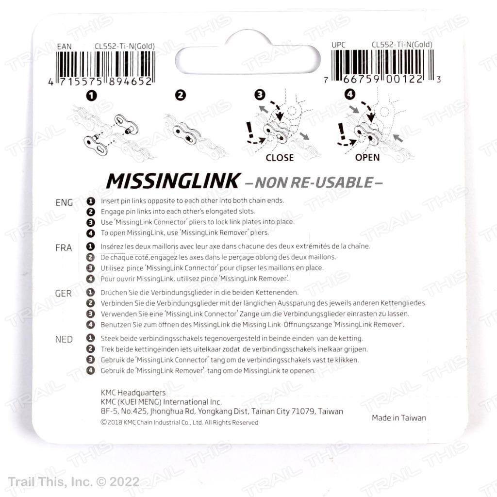Two (2) Pack KMC 12-Speed Gold Missinglink Bike Chain Links fits Shimano SRAM