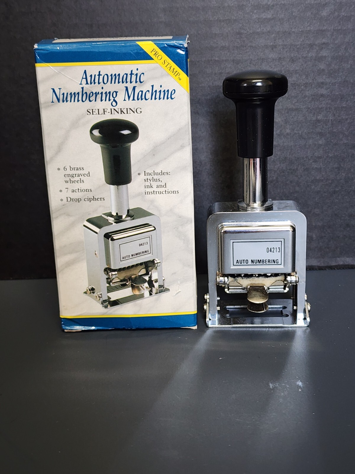 Rogers Automatic Numbering Machine Stamp Self Inking 6 Brass Wheels Stamp ONLY