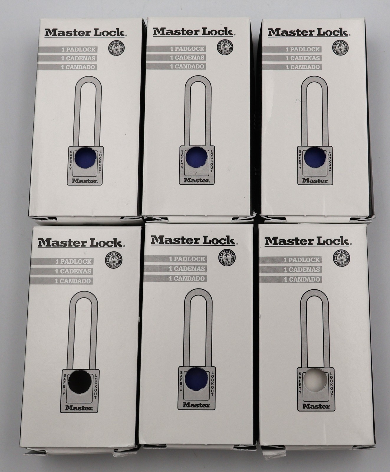 6 PK Master Lock 410KABLU Lockout Safety Padlock Blue Thermoplastic 1-3/4" Tall