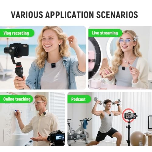 Wireless Lavalier Microphone T40 for iPhone/Android with Intelligent black