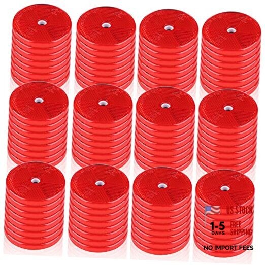 96 Pcs Front Round Reflector for Driveway Fence Gate Posts Trailers Safety Red