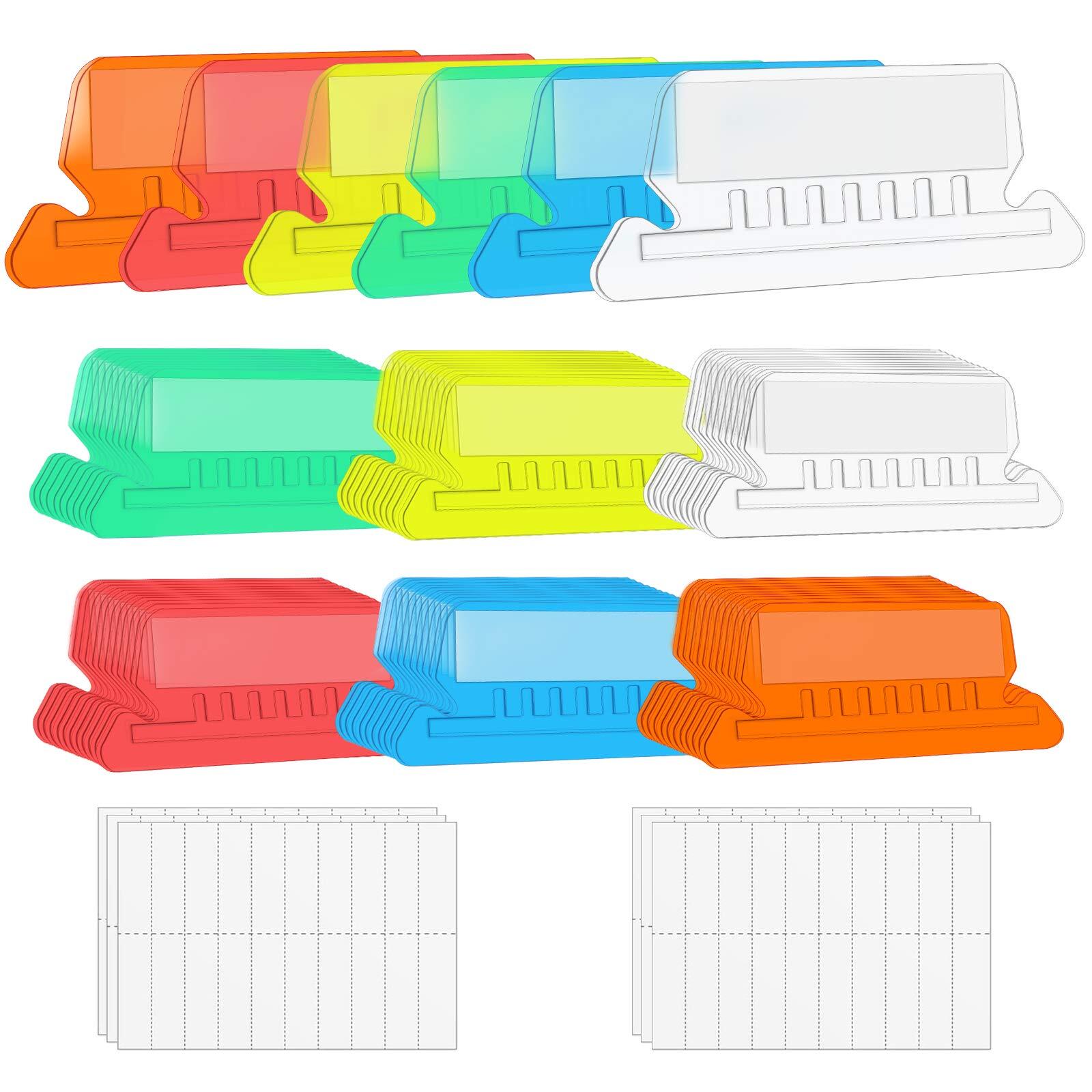 60 Pack Plastic Hanging File Folder Tabs with 120 Blank Paper Inserts