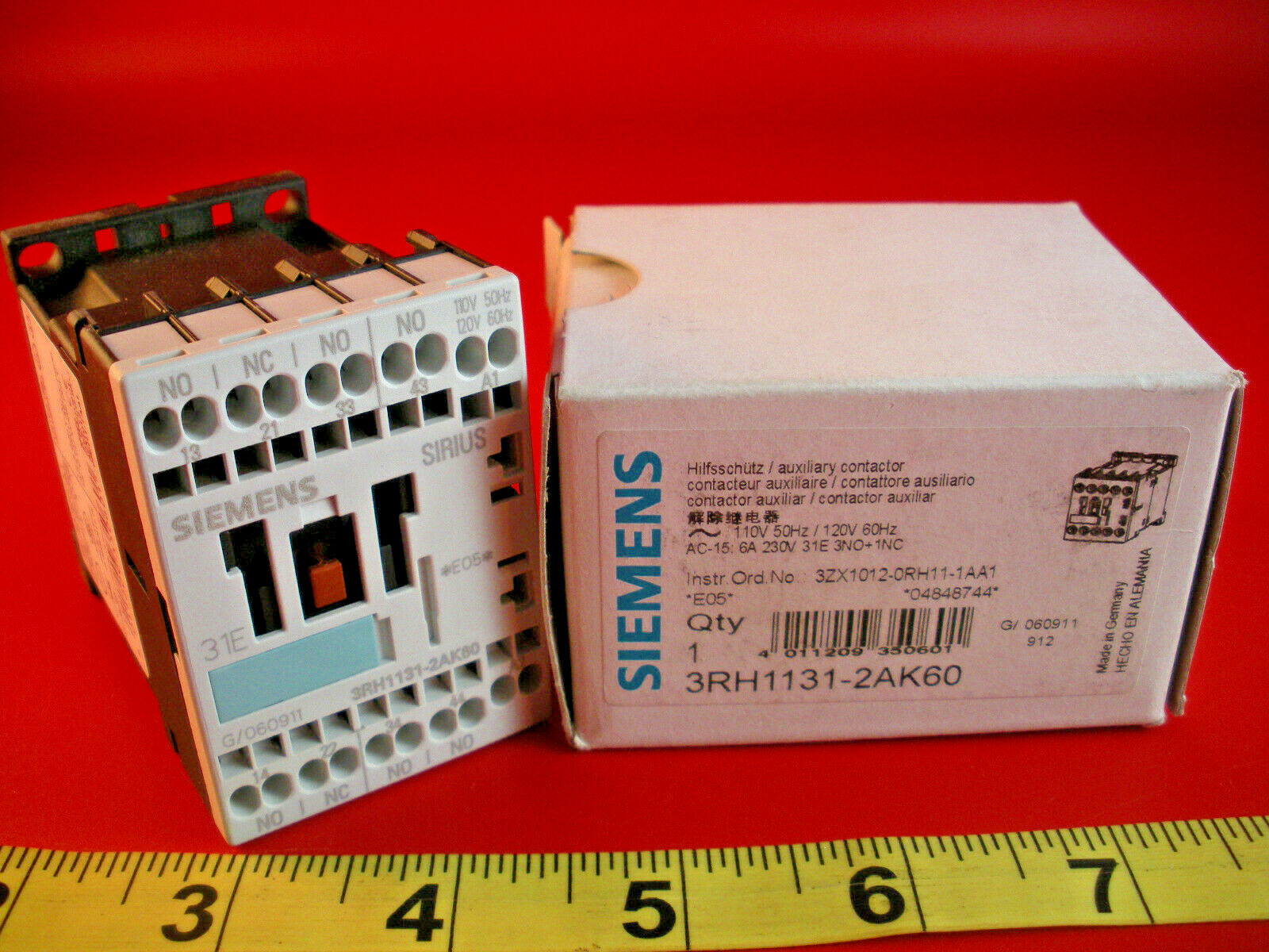 Siemens 3RH1131-2AK60 Auxiliary Contactor 6a 230v 31E 3NO 1NC 3RH11312AK60 New