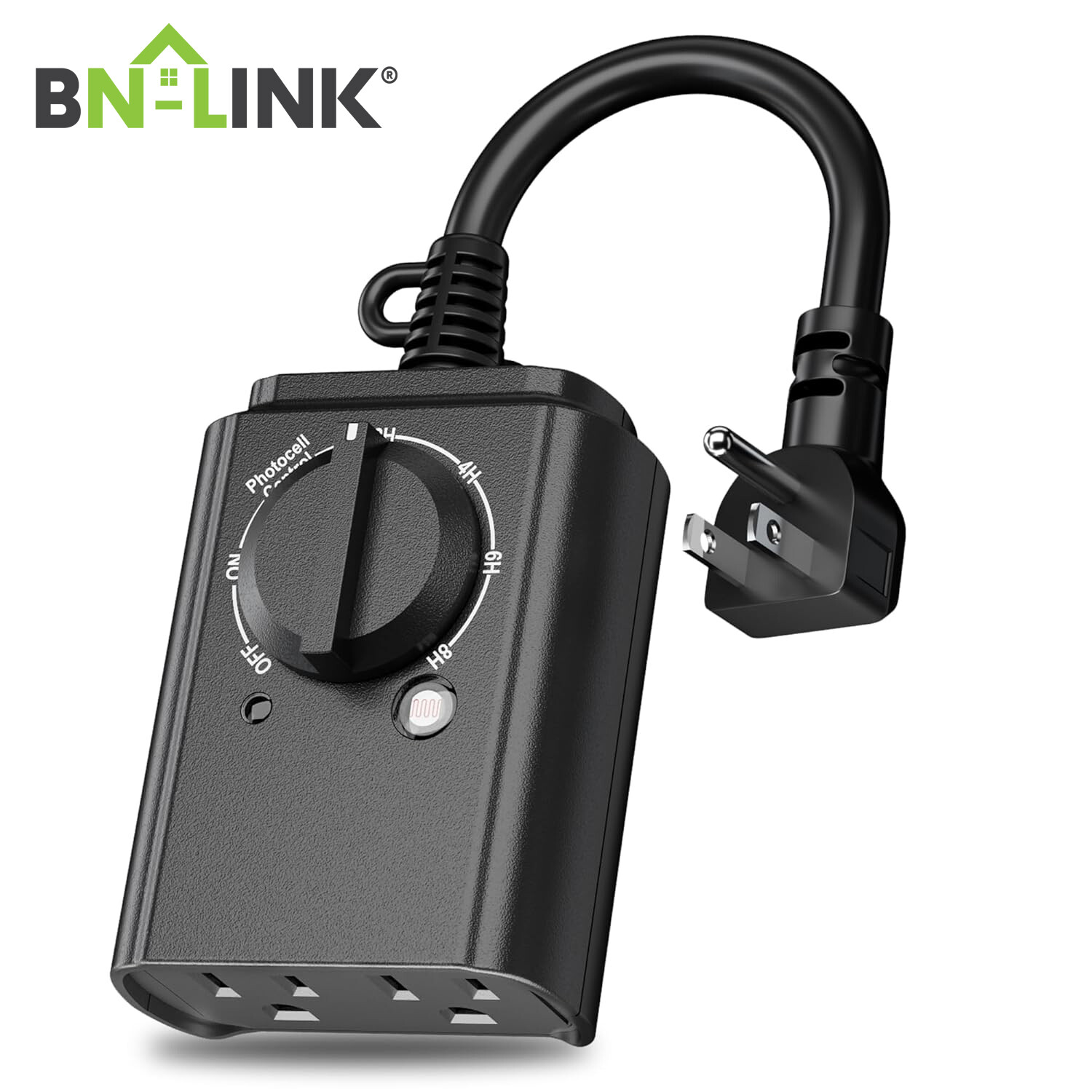 BN-LINK Outdoor Plug In Timer Switch Photocell Sensor Function Two Outlets