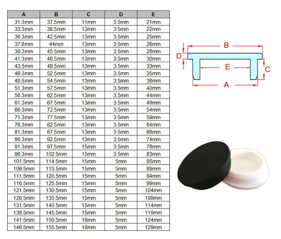 Blak Silicone Rubber Stopper Plug Blanking End Cap Tube Pipe Insert Bung 9-140mm