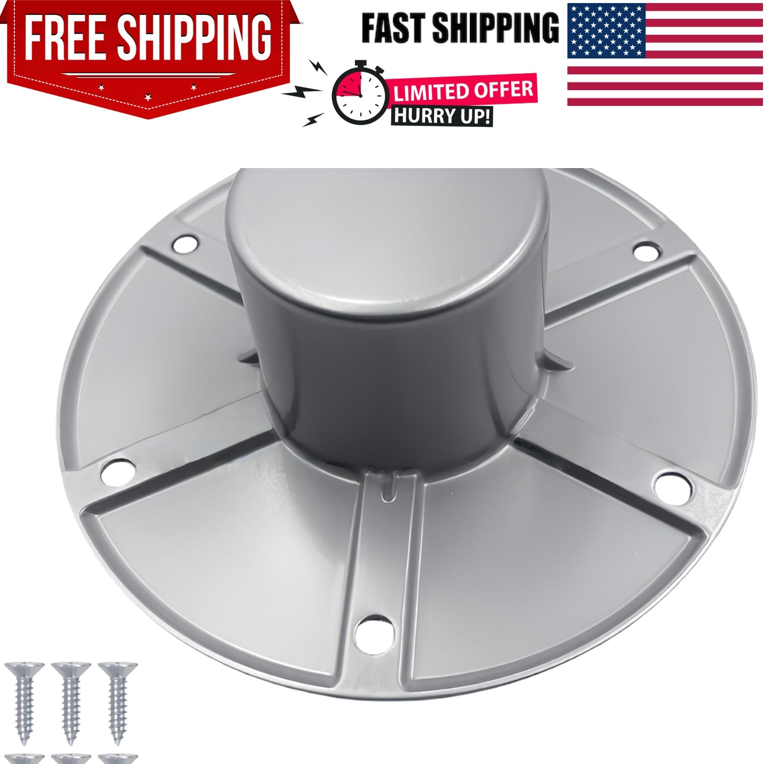 Durable RV Boat Table Base Mount - 5.91” Chrome Flange with Easy Installation