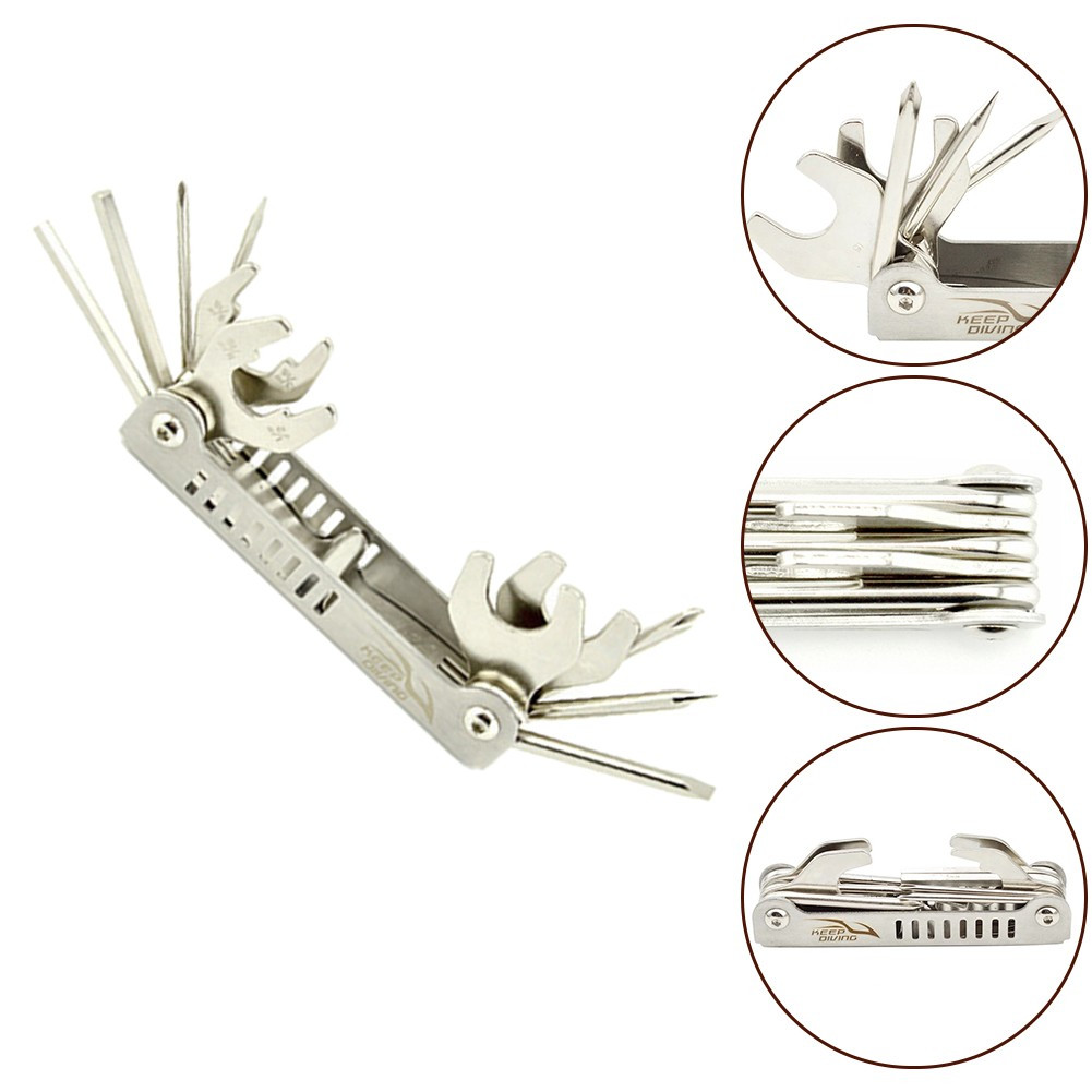 Compact and Easy to Carry 13 in 1 Stainless Steel Diving Equipment Repair Tool