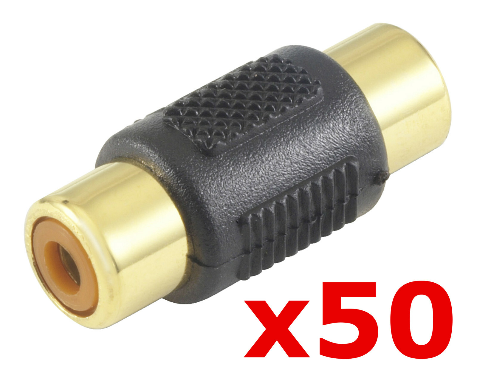50 Pack RCA Coupler Barrel Connector Extension Joiner Audio Adapter Female Jack