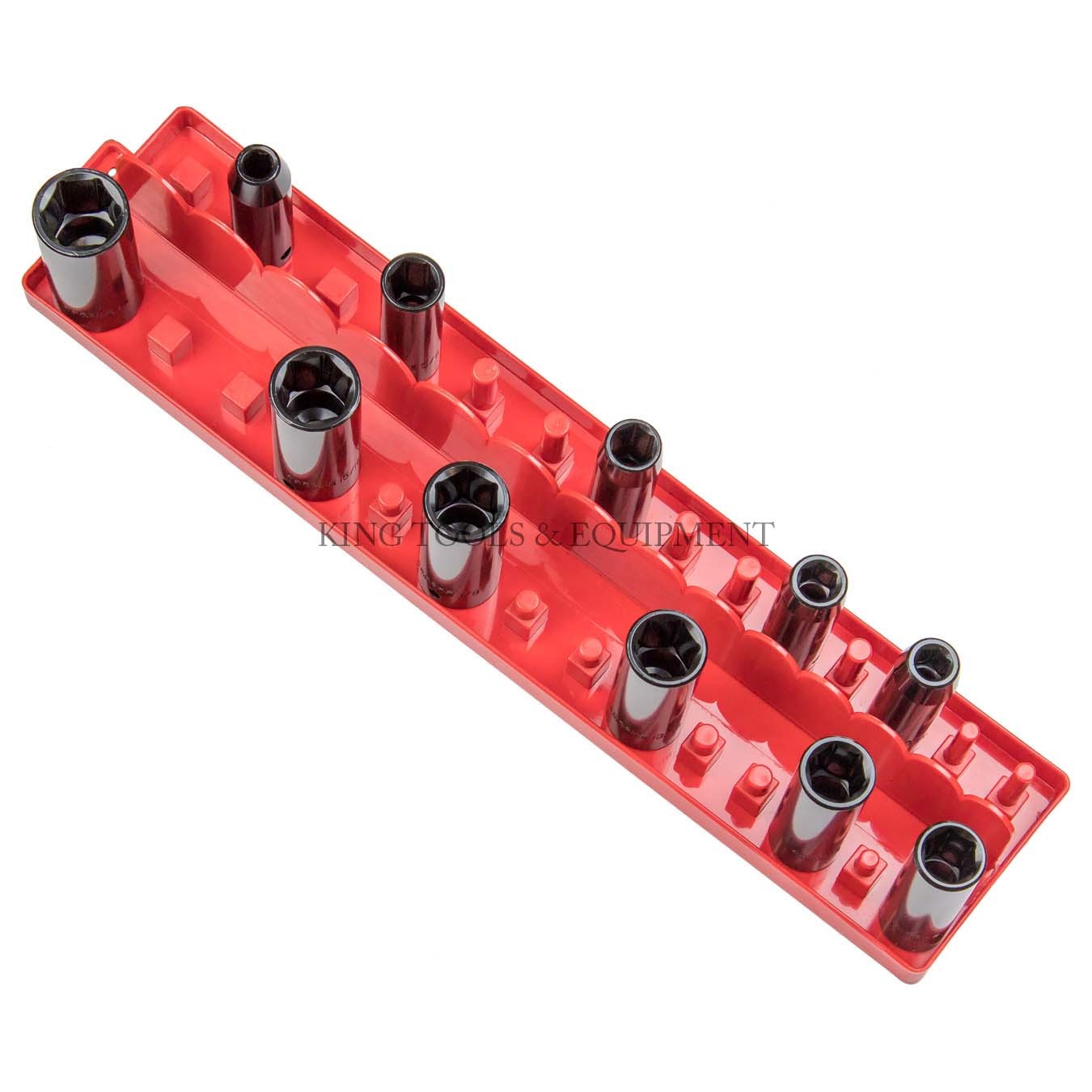 New KING Socket Tray Holder Organizer, 1/4 3/8 1/2 Inch Drive, SAE Rail or Rack