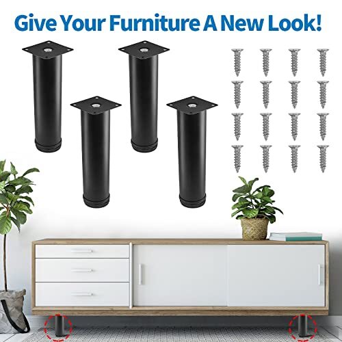 6 Inch Metal Furniture Legs Stainless Steel Adjustable Legs Black Metal Legs ...