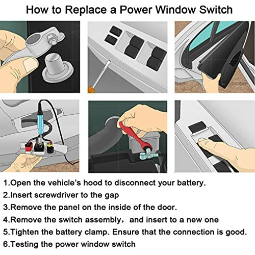 Driver Side Power Window Master Switch with Driver & Passenger Side Bezel Black