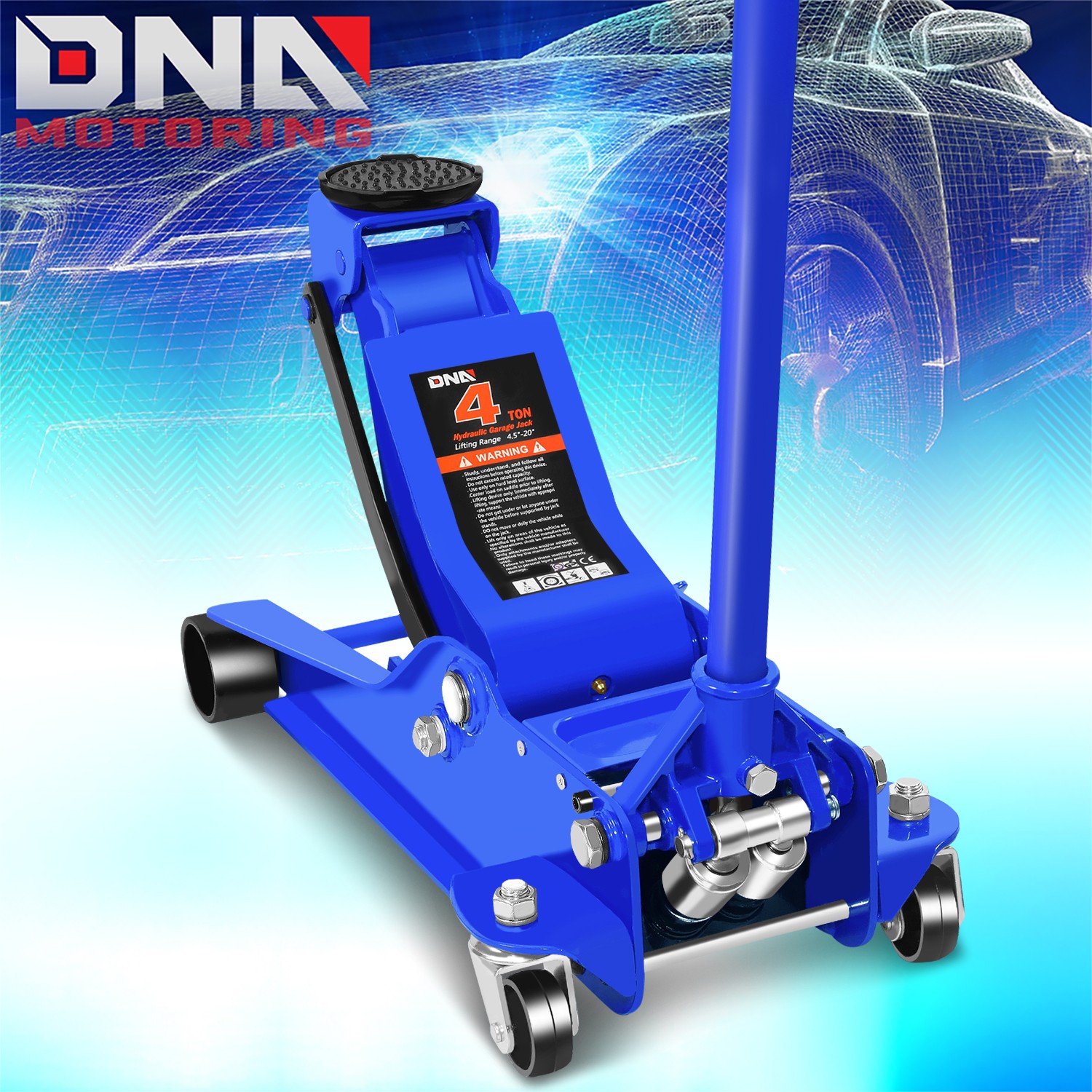 4 Ton(8000 lb) 4.5"- 20" Lift Heavy Duty Steel Garage Hydraulic Floor Jack Blue
