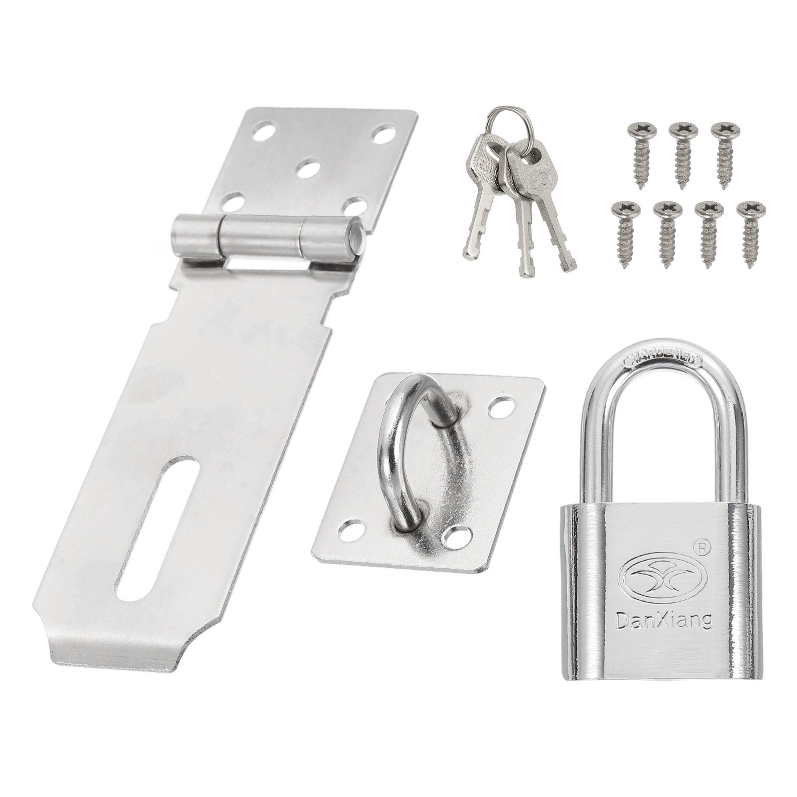 4" Padlock Hasp Set Stainless Steel Door Lock Latch with Keys Screws