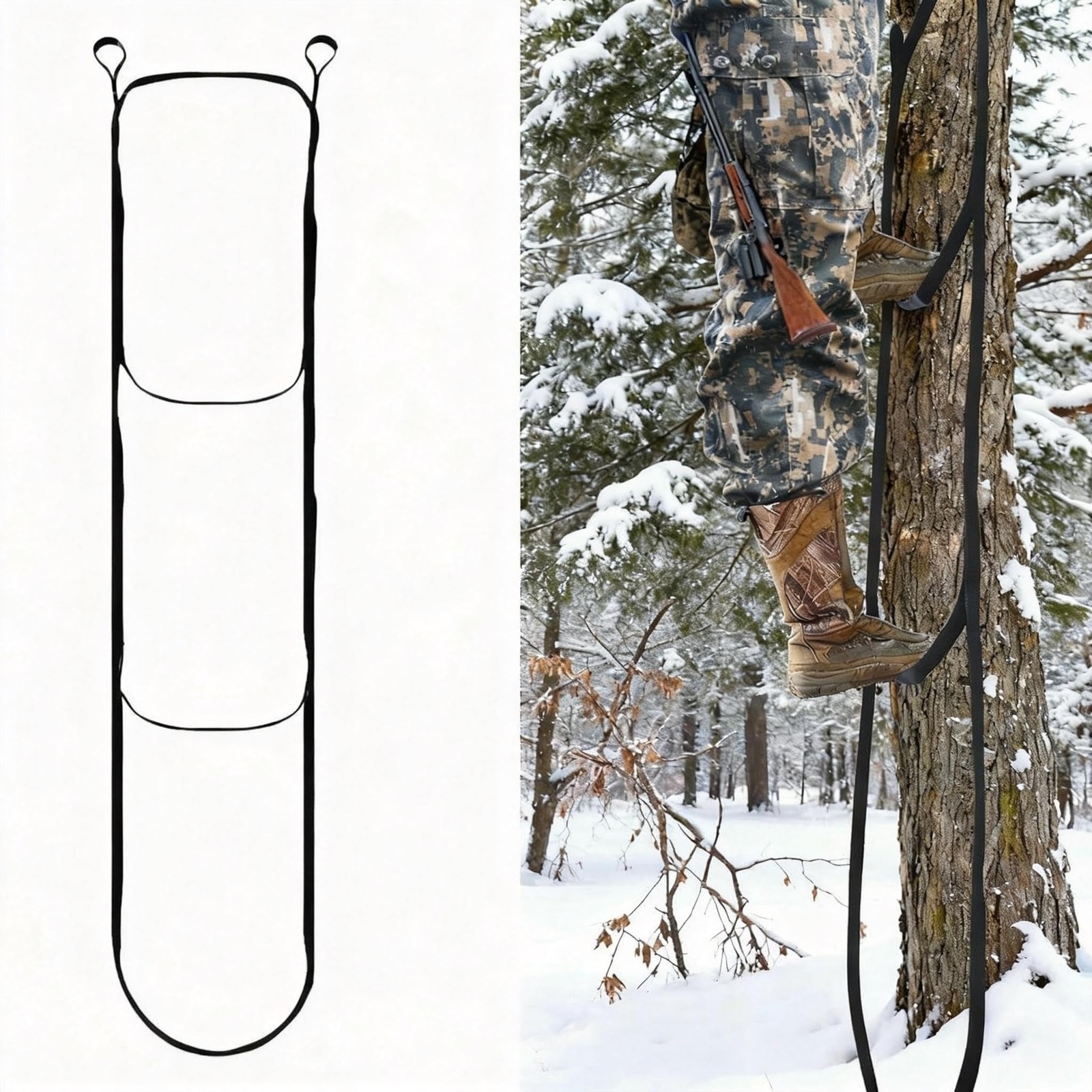 Climbing Aider for Hunting 3-Step - Lightweight Portable Rope Ladder Adds 4 F...