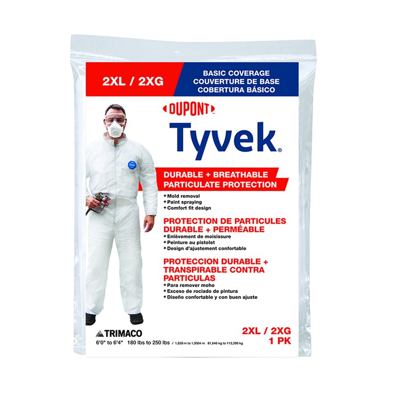 Trimaco 14124 Tyvek Painter's Heavy-Duty White Coveralls 2X-Large