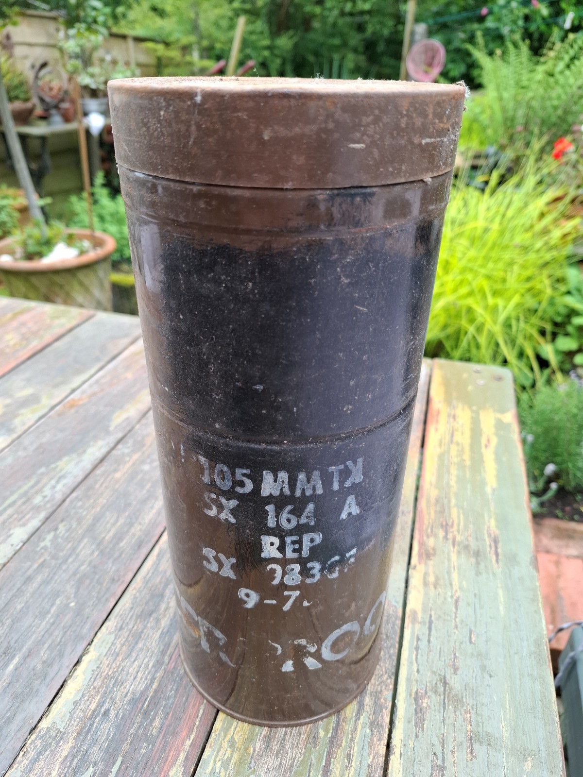 Vintage Military Ammunition Cannister For Tank Rounds 1969