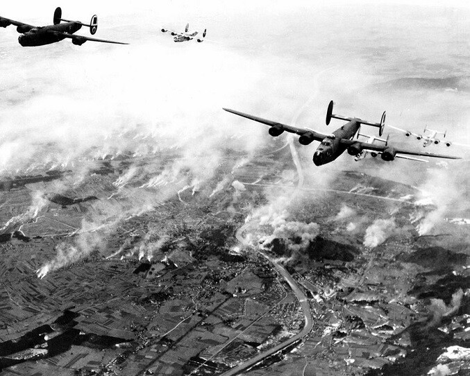 Formation of B-24 Bombers over Austria 8x10 World War II WW2 Photo 597
