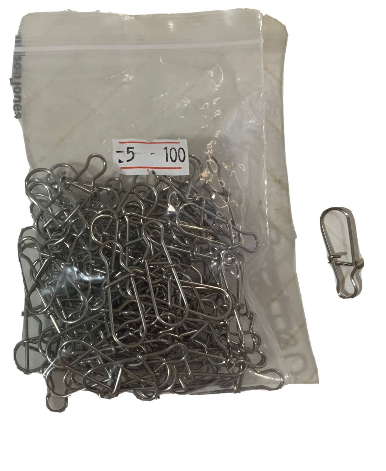 FishingSwivelSnap Stainless Steel Hooked Pin Fastlock Clip Barrel LureHooks100pc