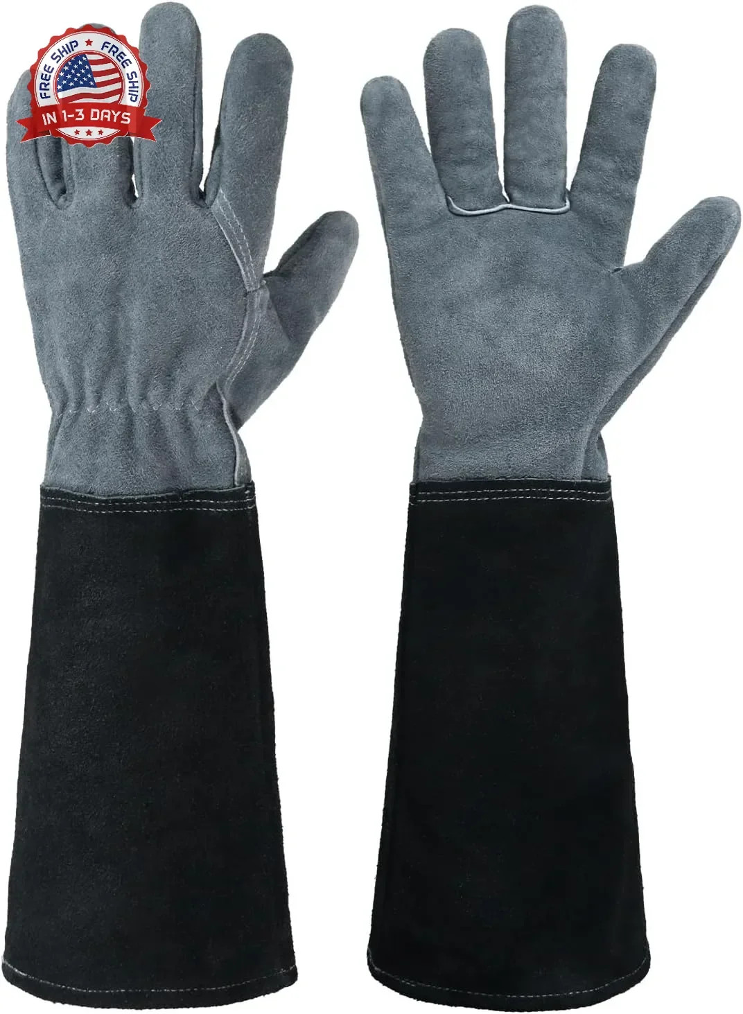 HANDLANDY Long Gardening Gloves for Men & Women, Cowhide Leather Rose Pruning Gl