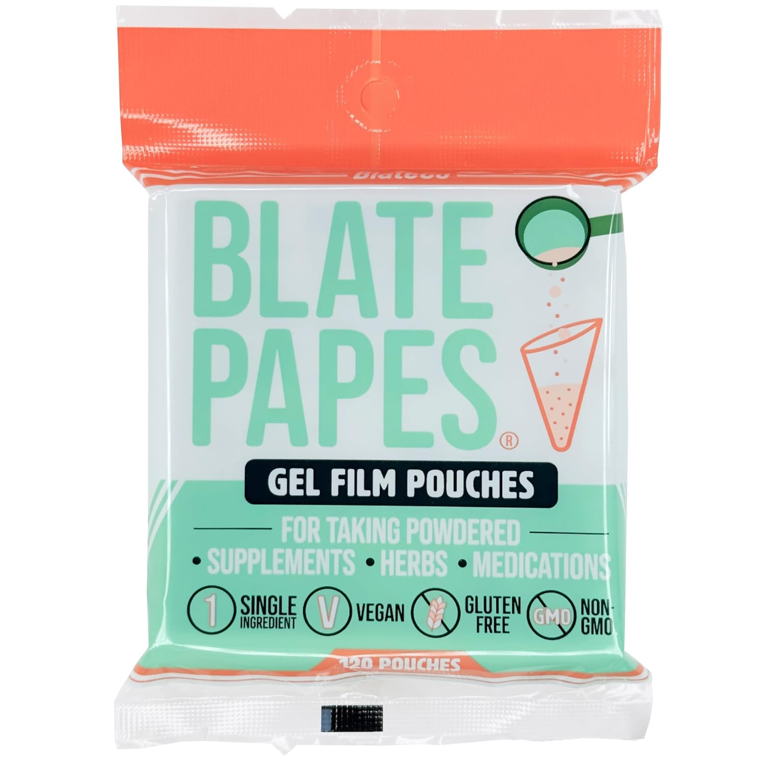 Blate Papes Gel Film Pouches, 120 Count | Edible Films for Taking Herbs and Supp