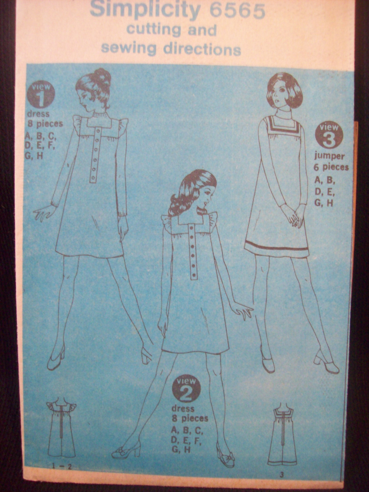 Vintage Simplicity Pattern 6565 A-Line Jumper or Dress Size 14 UNCUT 1970s