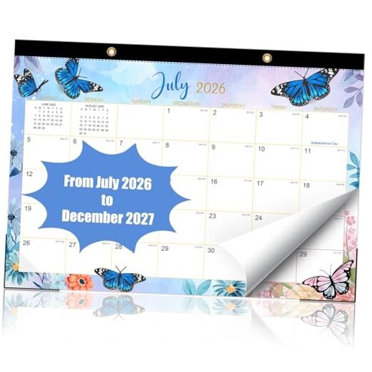 Jul 2026 to Dec 2027 Desk Calendar, Large 17" x 12" Monthly Wall Calendar –