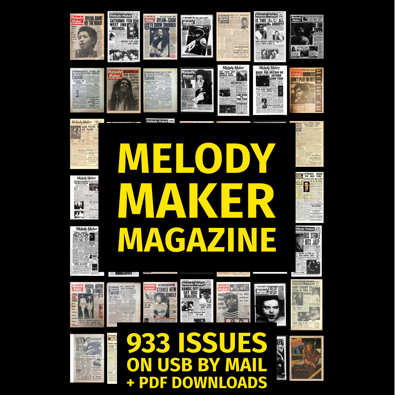 Melody Maker Magazine 933 Issues 1926-1992 Vintage Archive on USB Flash Drive