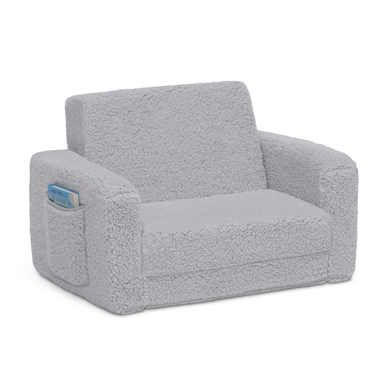 Convertible Kids Chair Lounger Sherpa Foam Sleeper 2-in-1 Toddler Furniture New
