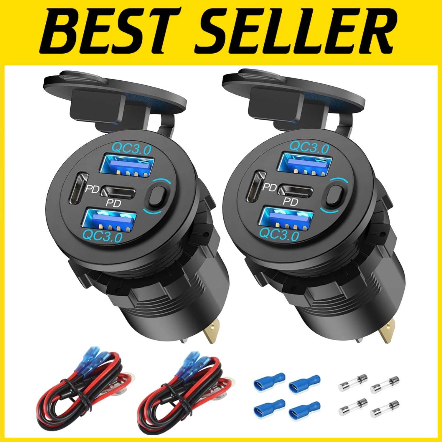 Waterproof USB Cigarette Lighter Replacement, 2 Pack