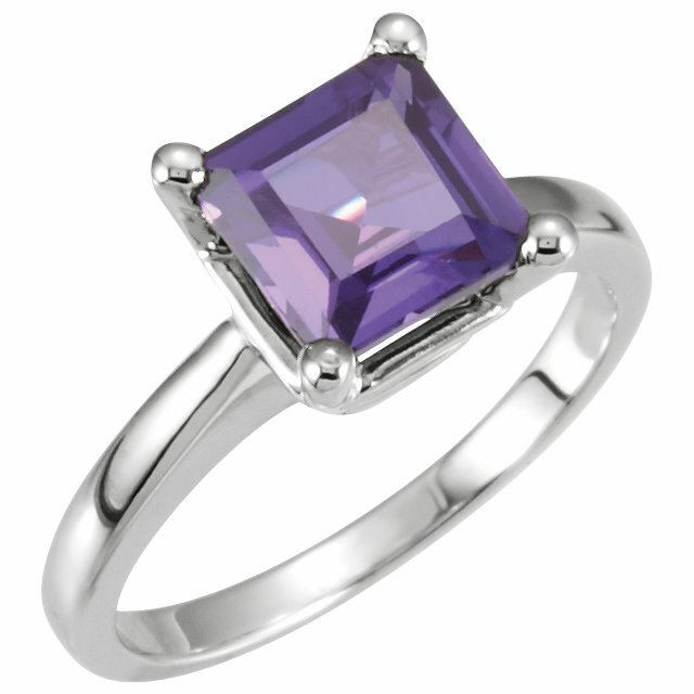 Sterling Silver Square/Princess Cut Solitaire Ring Setting - Classic Style Ring