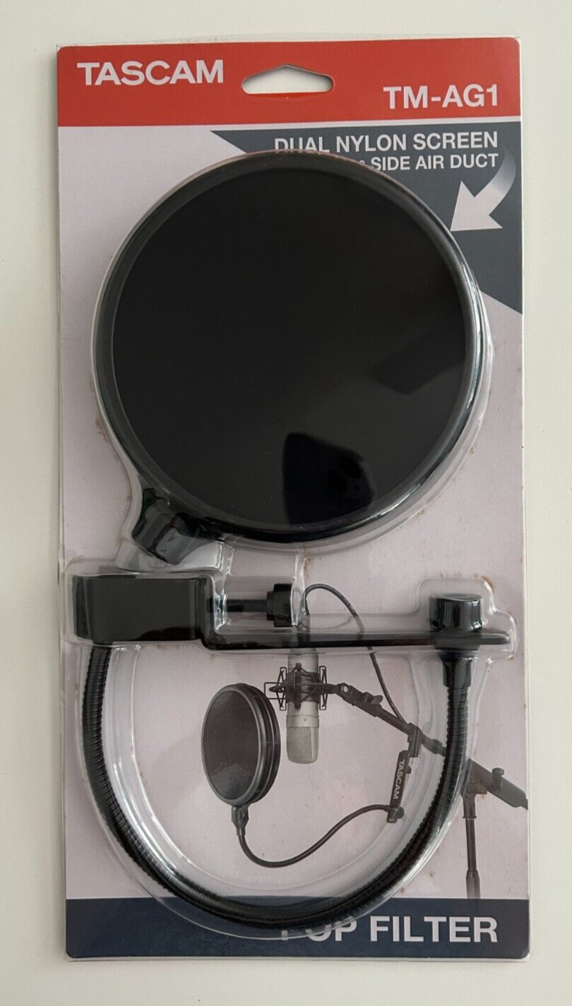 Tascam TM-AG1 Dual Nylon Screen Pop Filter Flexible Gooseneck Open Box