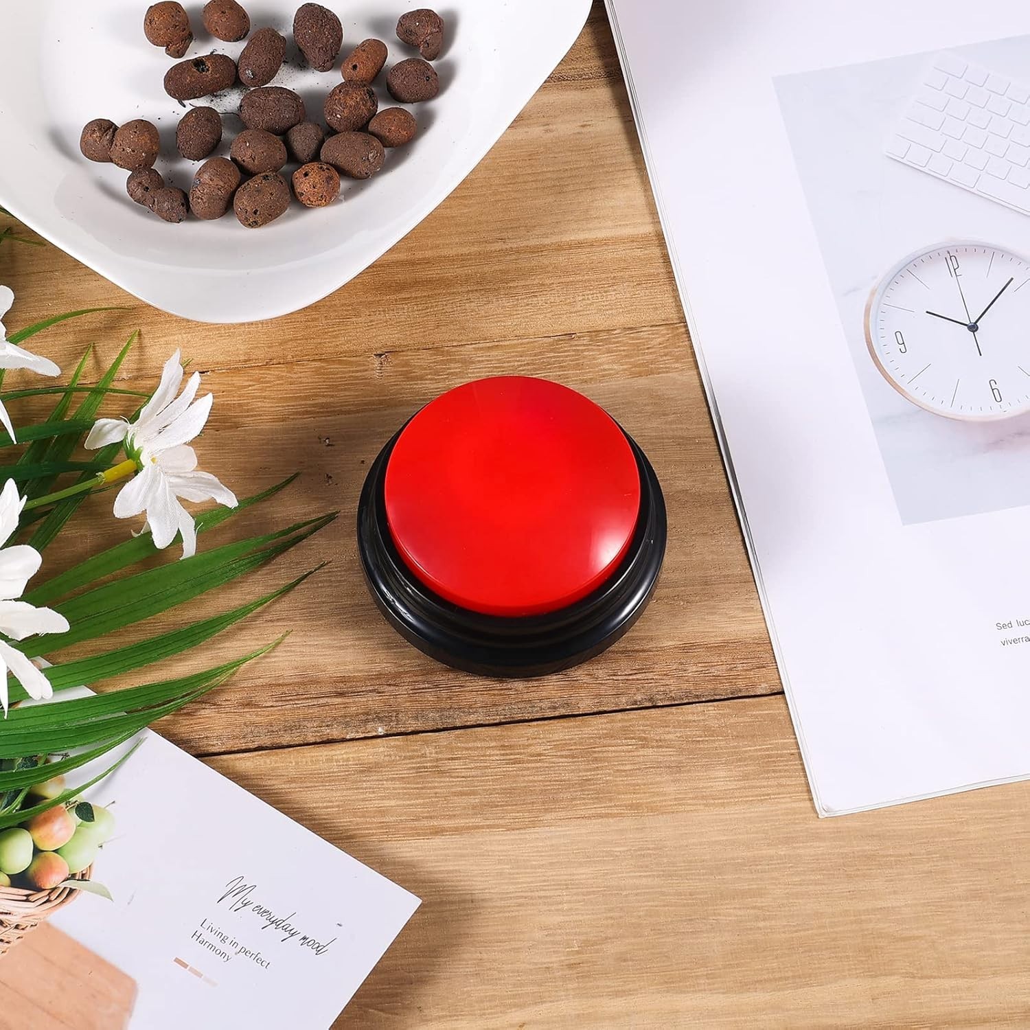 Pet Communication Button for Dogs - 30 Sec Voice Recording, Red Durable Device