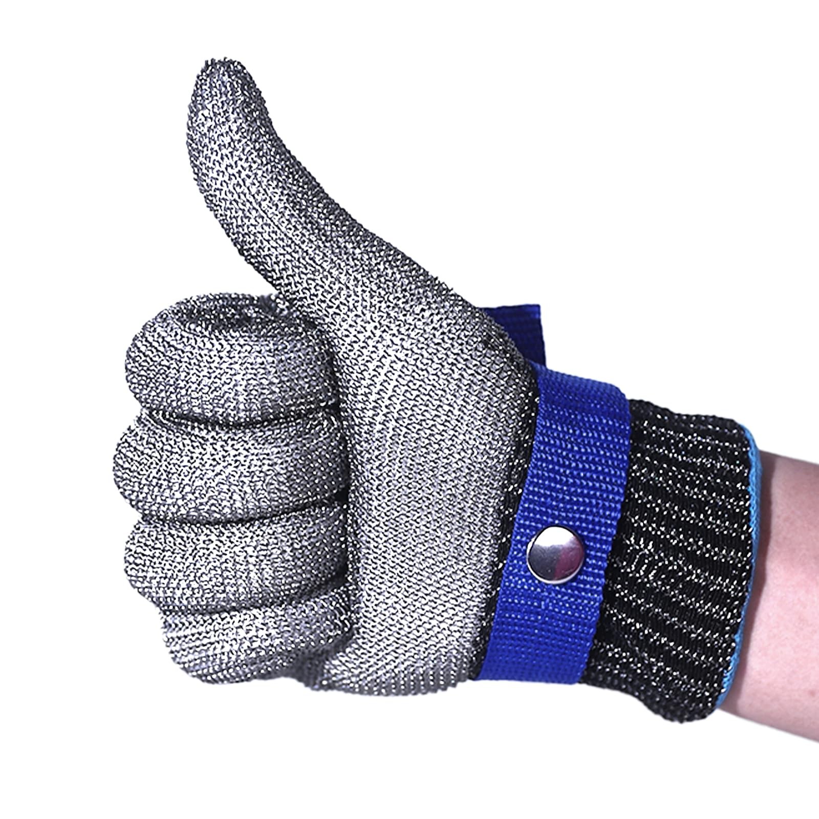 Cut Resistant Glove, Stainless Steel Mesh Metal Medium, Silver Gray