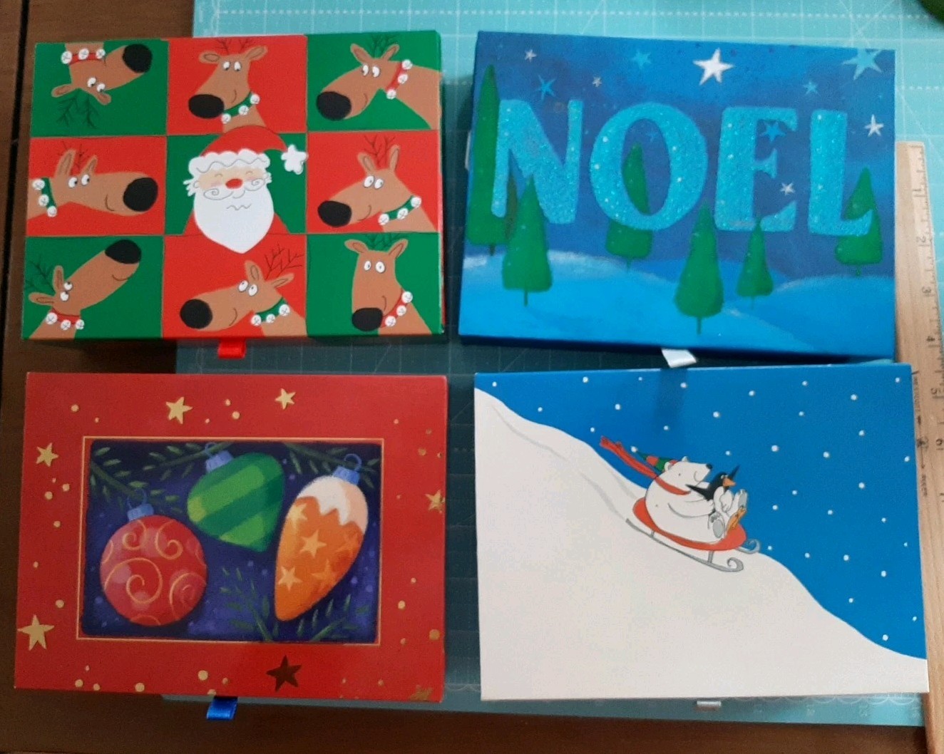 Empty Card-Board Boxes,  held Christmas Cards, Magnet Corner Closures c.2000s