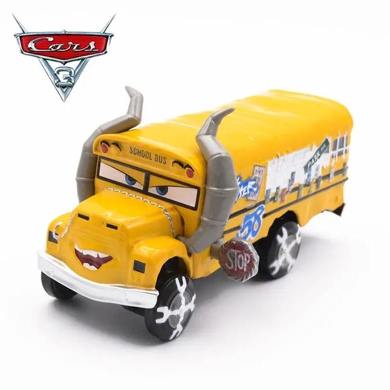 Disney Pixar Cars 3 Miss Fritter Crazy School Bus Diecast Model Toy Car Boy Gift