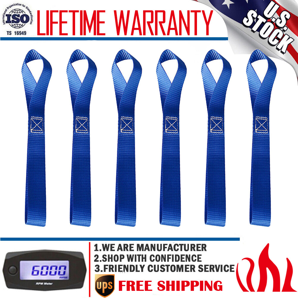 6 Pack Heavy Duty Soft Loop Tie Down Straps Lashing Motorcycle Handlebar 4500LBS