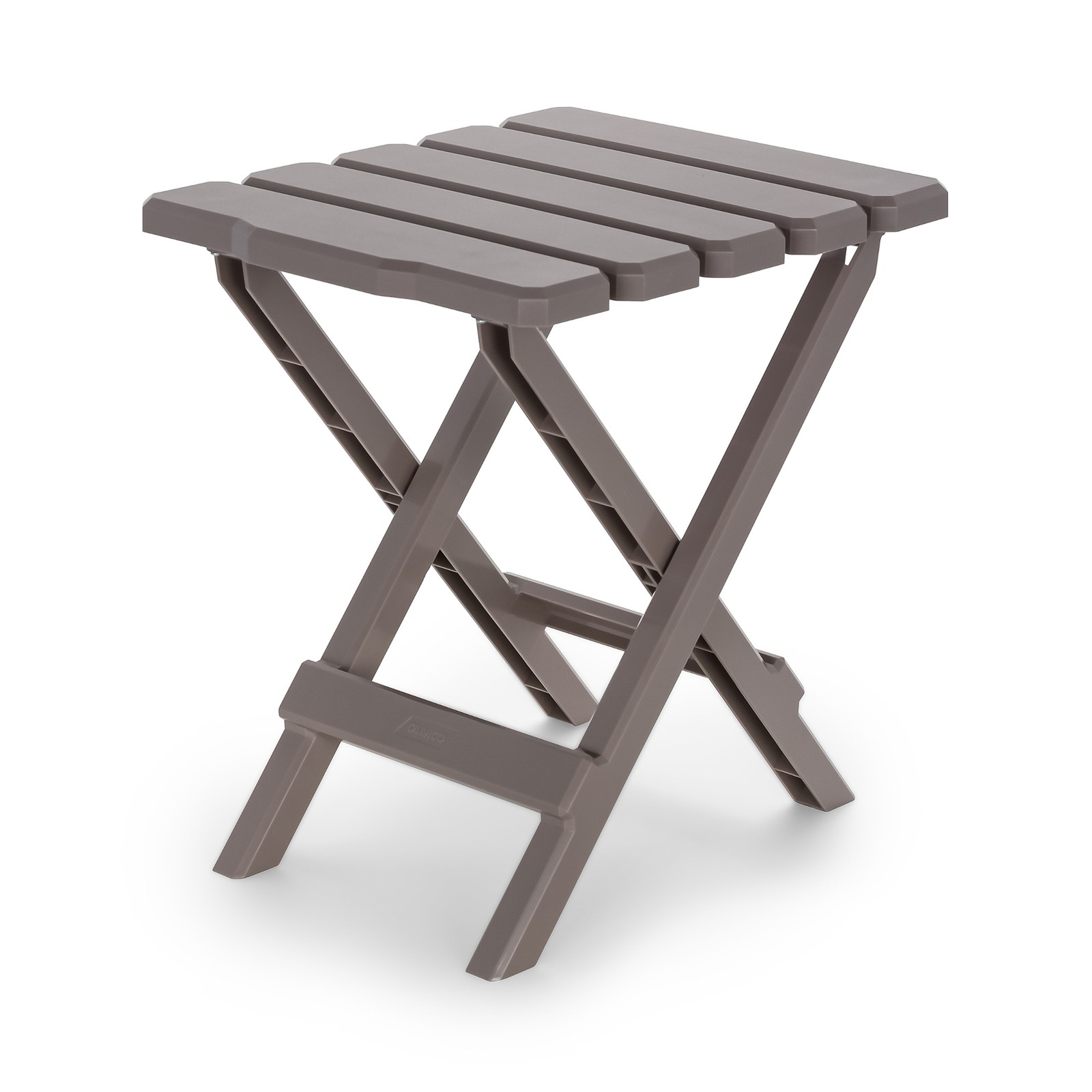 Camco Adirondack Portable Outdoor Camping Plastic Folding Side Table, Taupe